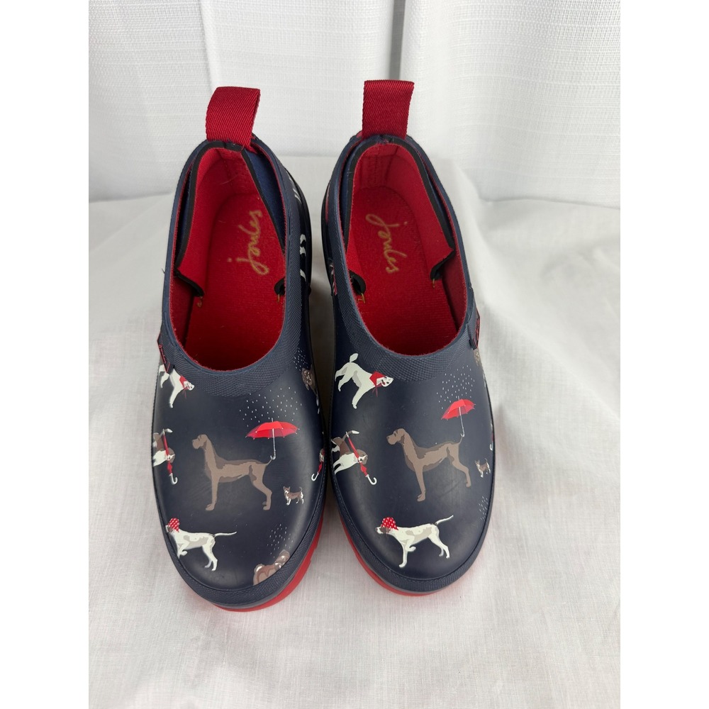 Joules Pop On Navy Blue Dog Print Rain Clogs Waterproof Garden Shoes Womens 5